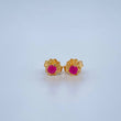 Stud Earrings Four Prongs Ruby 0.85gr / Yellow Gold 18K %