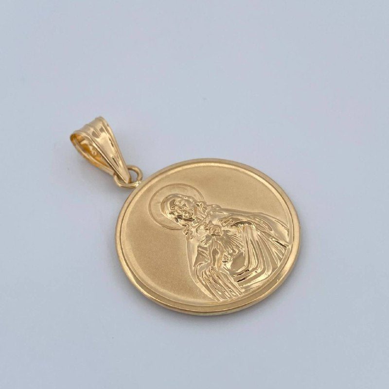 Sacred Heart of Jesus - Virgin of Carmen Pendant 3.45gr / 1 1/2 in / 18K Gold
