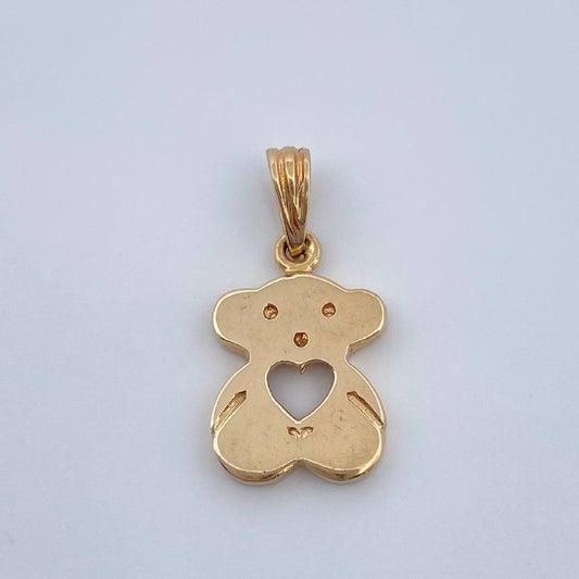 Heart Bear Pendant 1.3gr / 3/4 in / Two Tone 18K Gold