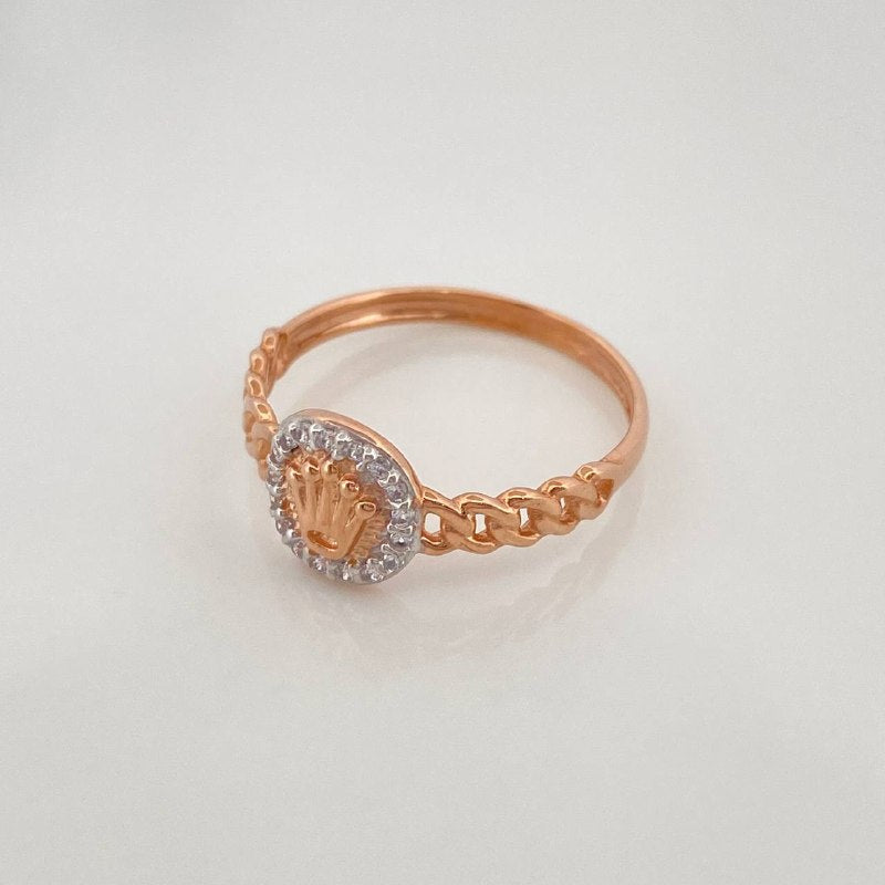 Cuban Crown Ring 1.9 g / T6 3/4 Two-Tone White Rose Gold 18K