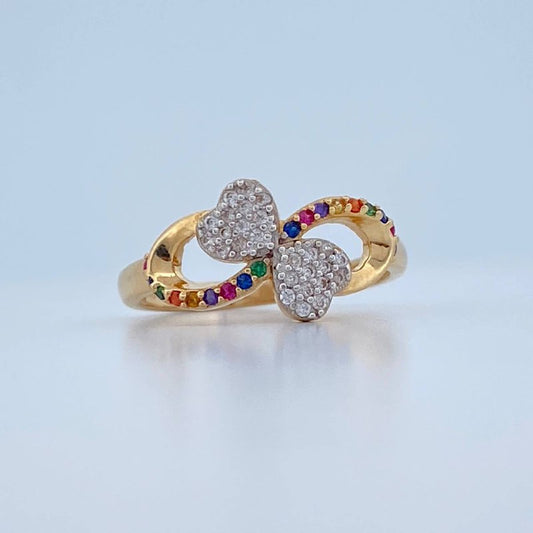 Anillo Infinito Corazones 2.75gr / T6 3/4 / Dos Oros Amarillo Blanco 18K &