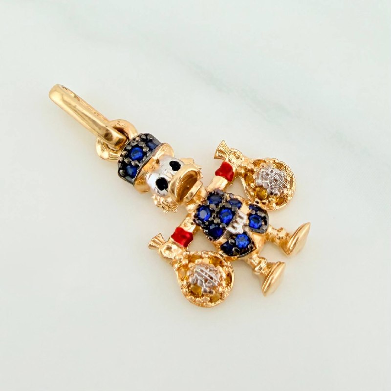 Pendant Duck Money Bag 1.55 g / 3/4 in Three Golds 18K