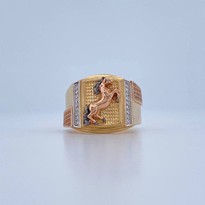 Anillo Caballo 9.25gr / T10 1/2 / Tres Oros 18K &
