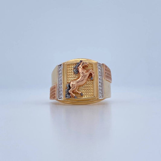 Anillo Caballo 9.25gr / T10 1/2 / Tres Oros 18K &