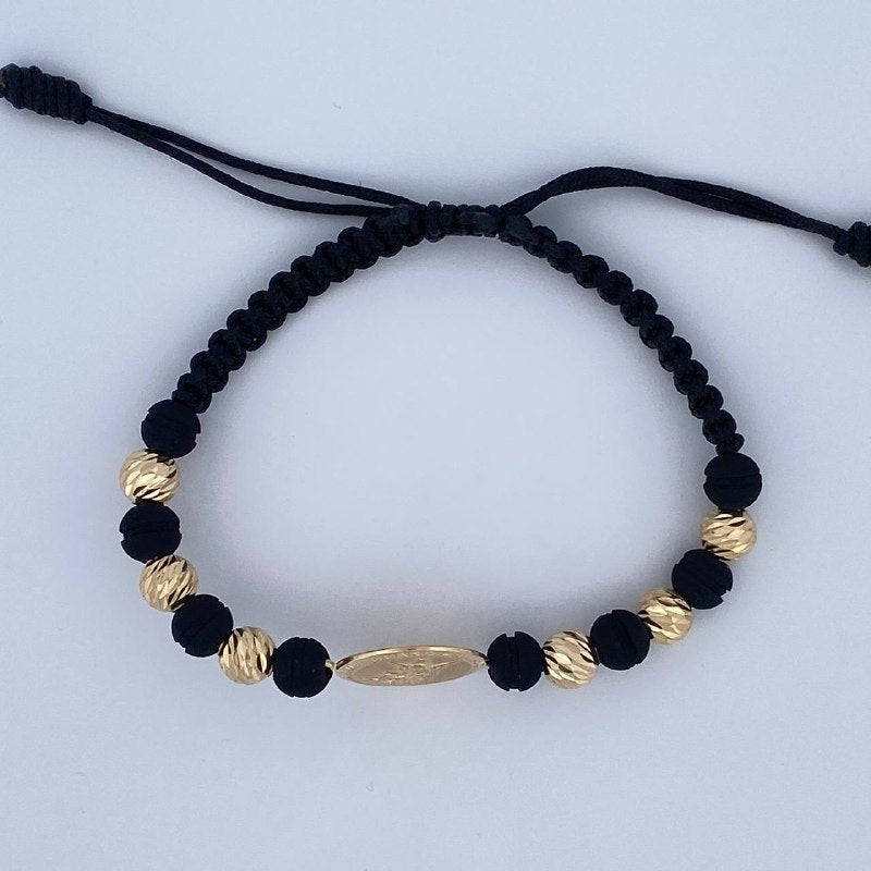 Black Woven Guardian Angel Bracelet 2.35gr / 18K Gold $
