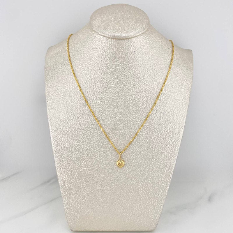 Set Cadena Lazo + Dije Corazón / 1,3 gr / 19 1/2 in Oro Amarillo 18K