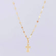 Set Cadena Flor Espejo + Dije Cruz / 1.25g / 18 in Oro Amarillo 18K