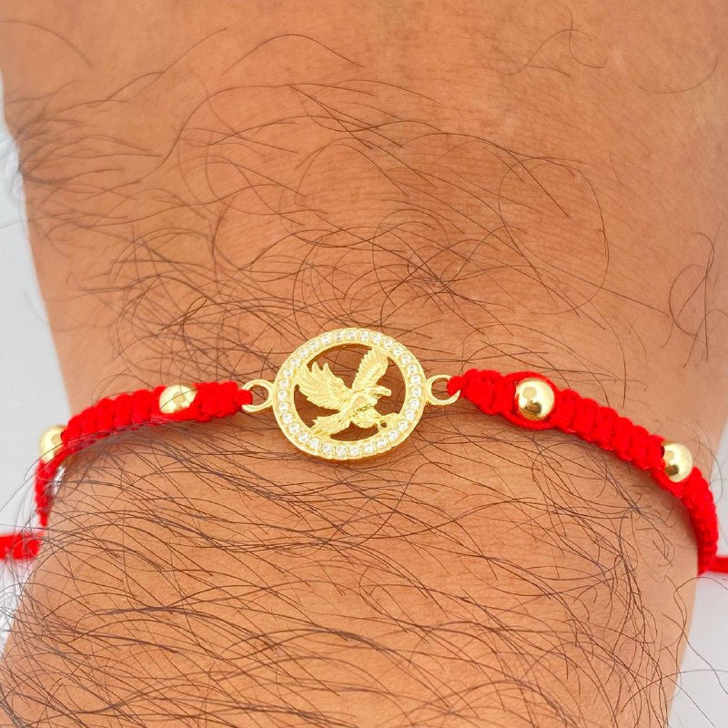 Pulsera Tejida Roja Aguila 1.65gr / Oro 18K &