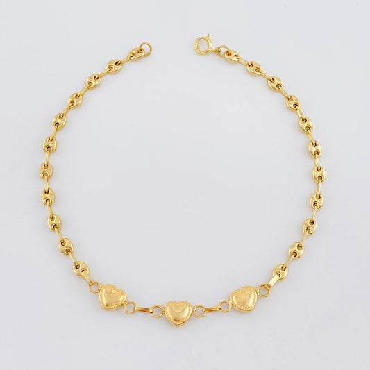 Pulso GC Trio de Corazones 2.2g / 7 1/4 in / 3.1mm Oro Amarillo 18K
