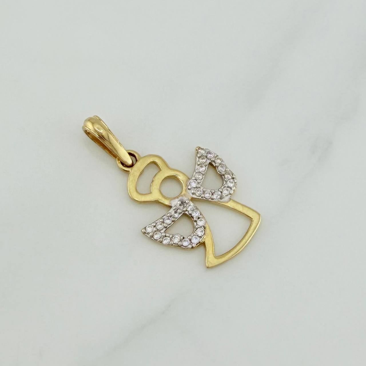 Angel Silhouette Pendant 1.45 g / 1 in Two-tone Yellow and White 18K Gold
