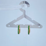 Candongas Carril Cuadrada Esmeralda 2gr / 1/2 in / Oro Amarillo 18K %