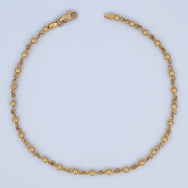 Tobillera Bolas 3.75gr / 25.2cm / Oro Amarillo 18K &