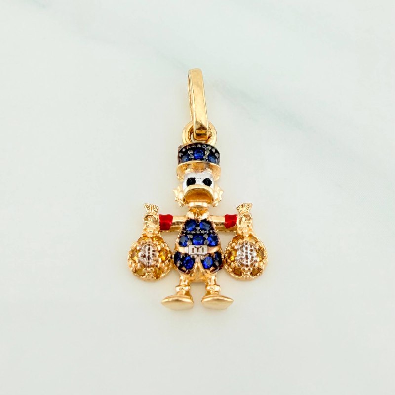 Pendant Duck Money Bags 1.5 g / 3/4 in Three Golds 18K