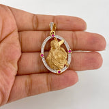 Dije Sagrado Corazon De Jesus 7.7 g / 1 3/4 in Dos Oros Amarillo Blanco 18K