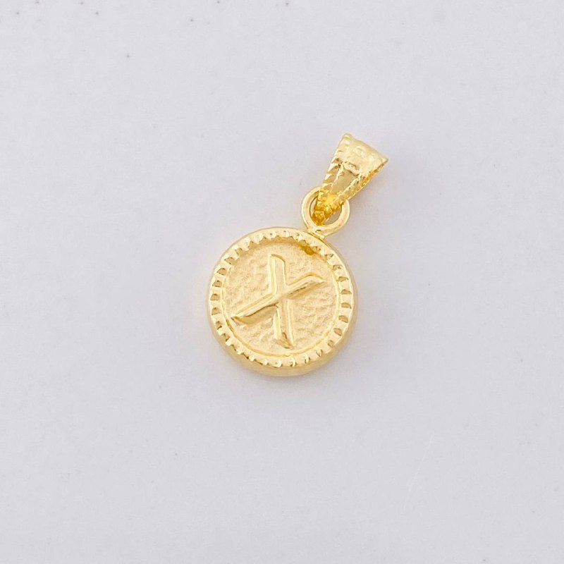 Pendant Circle Letter X 0.45g / 1/2 in Yellow Gold 18K