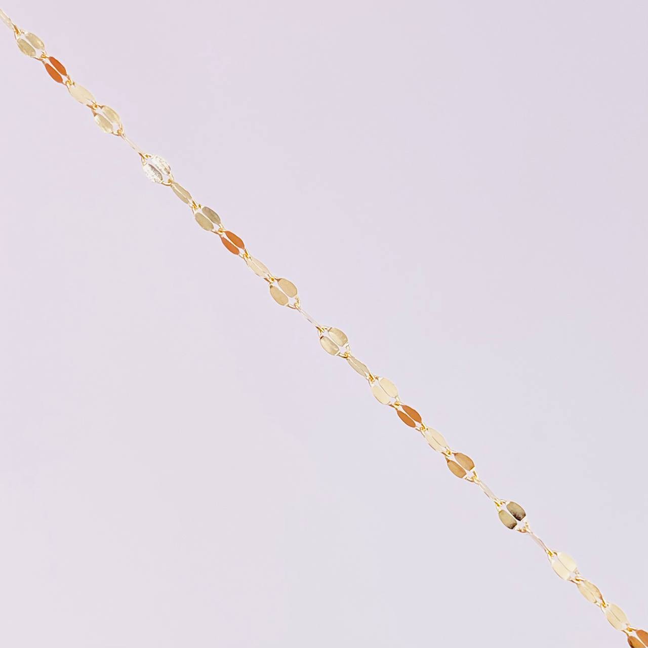 Set Cadena Flor Espejo + Dije Cruz / 1.25g / 18 in Oro Amarillo 18K