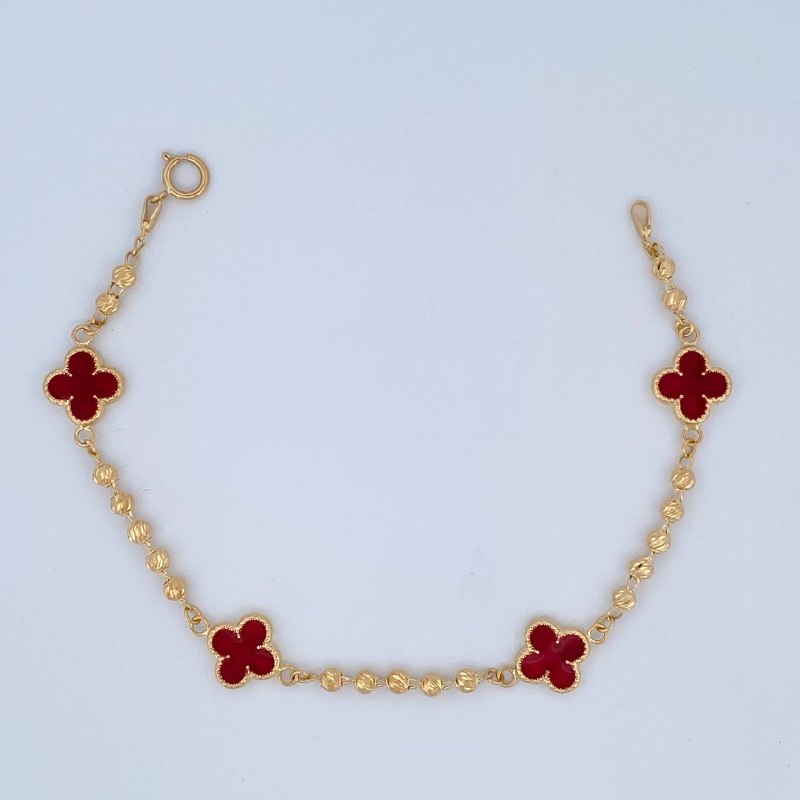 Military Type Clover Bracelet 4.3gr / 7.5in / 18K Gold &