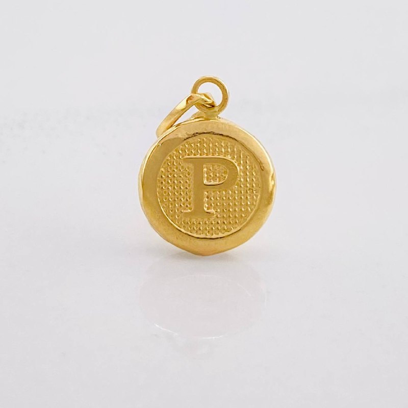 Pendant Circle Letter P 0.4g / 1/2 in Yellow Gold 18K