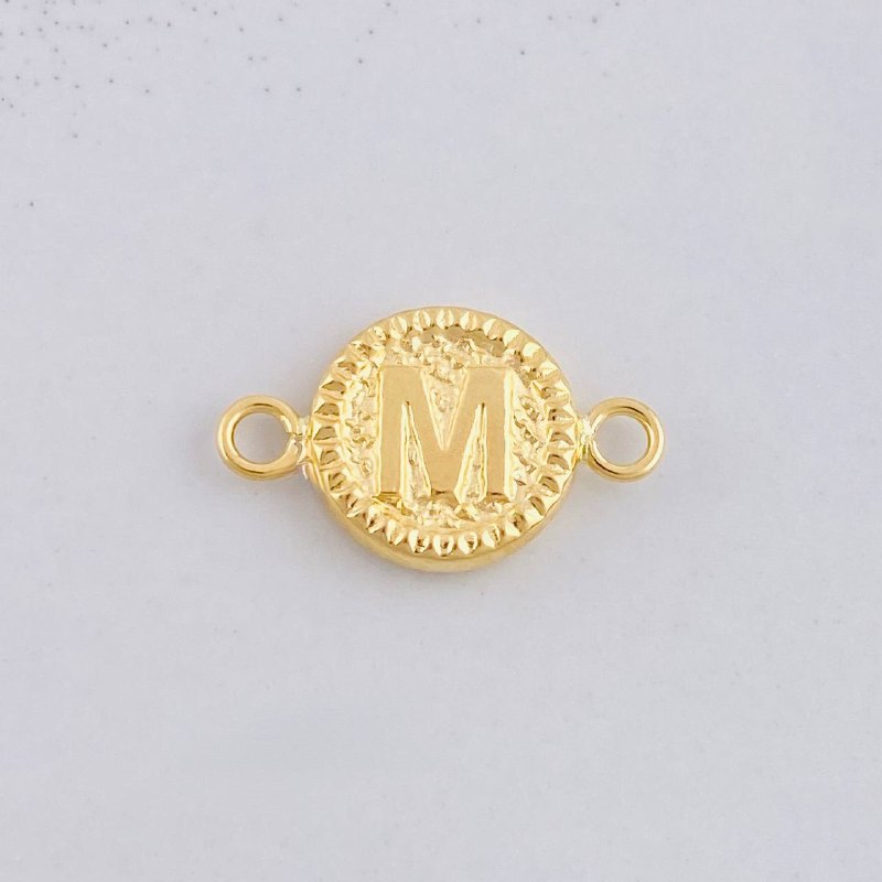 Herraje Circulo Letra M 0.6g / 3/4 in Oro Amarillo 18K