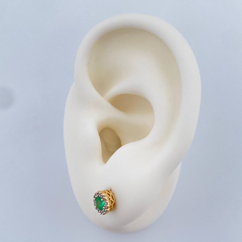 Topos Halo Esmeralda 2.05gr / Dos Oros Amarillo Blanco 18K %