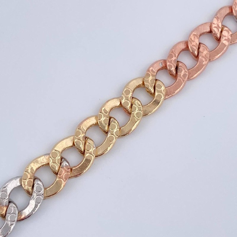 Cuban Bracelet 7.2gr / 8.5in / Three Golds +3 14K Italy &