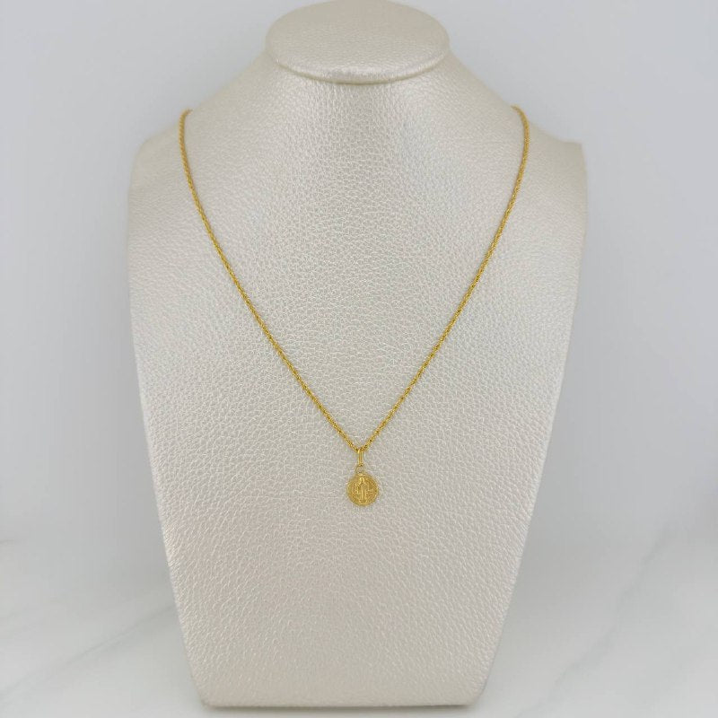 Set Cadena Lazo + Dije San Benito / 1,4 gr / 18 in Oro Amarillo 18K