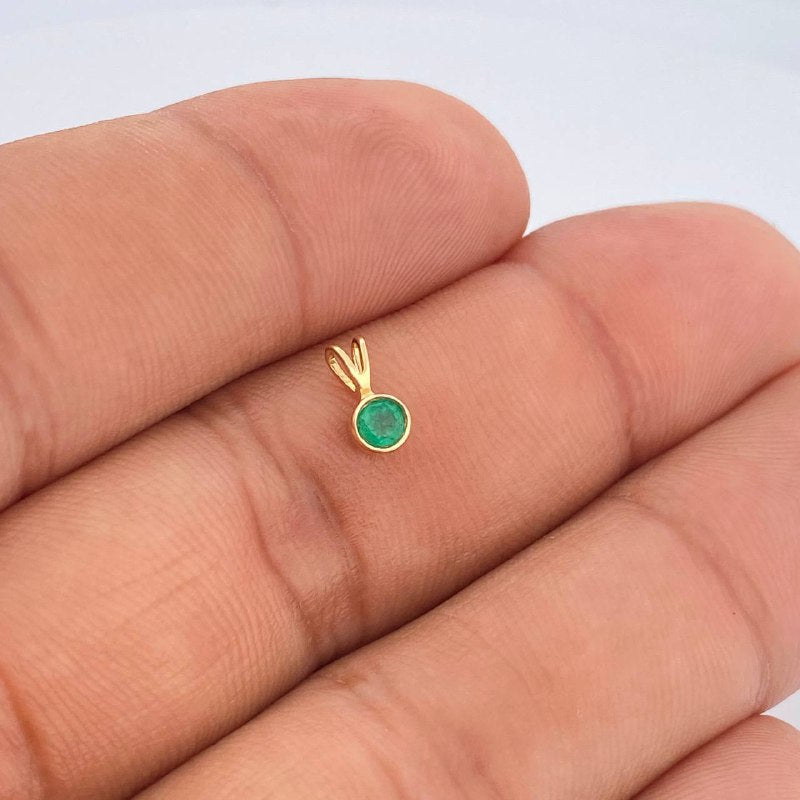 Dije Bisel Esmeralda 0.3gr / 1/4 in / Oro Amarillo 18K %