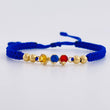 Blue Woven Bracelet Trio Sparks Plain Beads Yellow Gold 18K