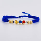 Blue Woven Bracelet Trio Sparks Plain Beads Yellow Gold 18K