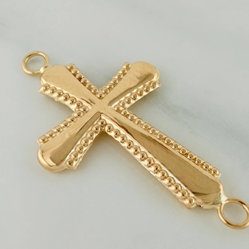 Charm Bordered Cross 0.8gr / 1 1/4 in / 18K Yellow Gold %