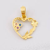 Dije Corazón Mariposa Flor 1.7g / 3/4 in Tres Oros 18K