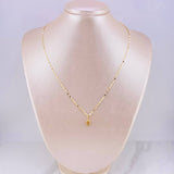 Set Cadena Flor Espejo + Dije Virgen Milagrosa / 1.3g / 18 in Oro Amarillo 18K
