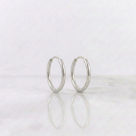 Hoop Earrings Smooth Hoop 0.55gr / 1/2 in / White Gold 18K
