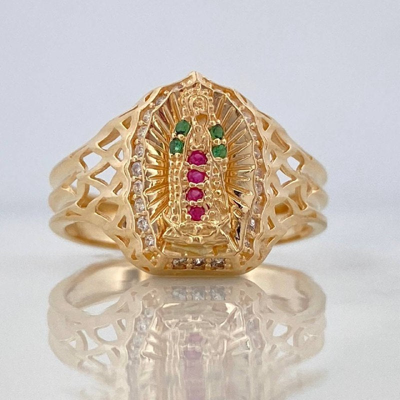 Our Lady of Guadalupe Ring 3.6 g / T7 1/4 18K Yellow Gold