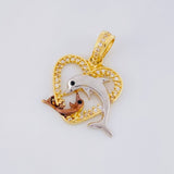 Dije Corazón Delfines 2.3g / 1 in Tres Oros 18K