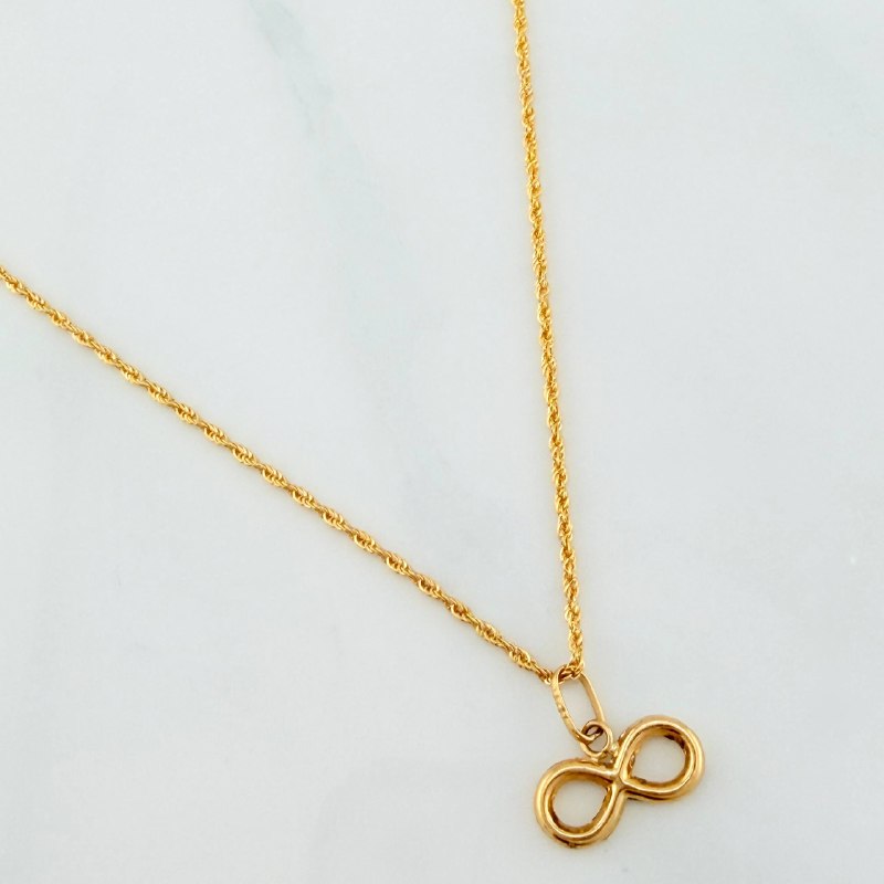 Rope Chain Set + Infinity Pendant / 1.4 gr / 19 3/4 in 18K Yellow Gold