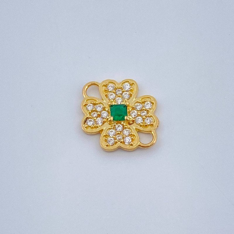 Herraje Trebol Cuatro Hojas 0.75gr / 1/2 in / Oro Amarillo 18K &
