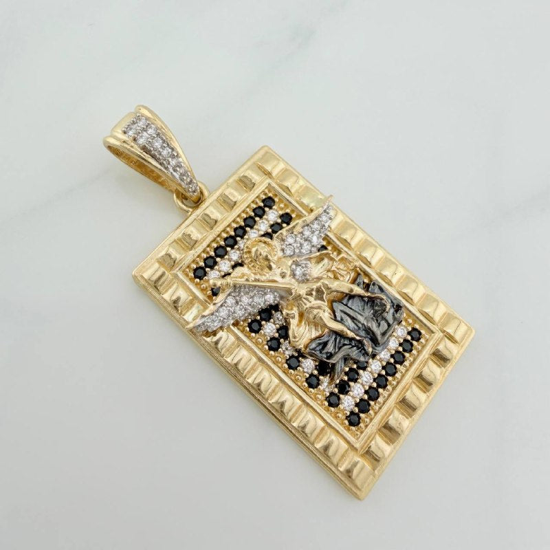 Dije Placa San Miguel Arcangel 10.35 g / 1 1/2 in Tres Oros 18K