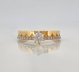 Solitaire Ring Channel Hearts 2.45 g / T6 1/4 Two Yellow White Gold 18K