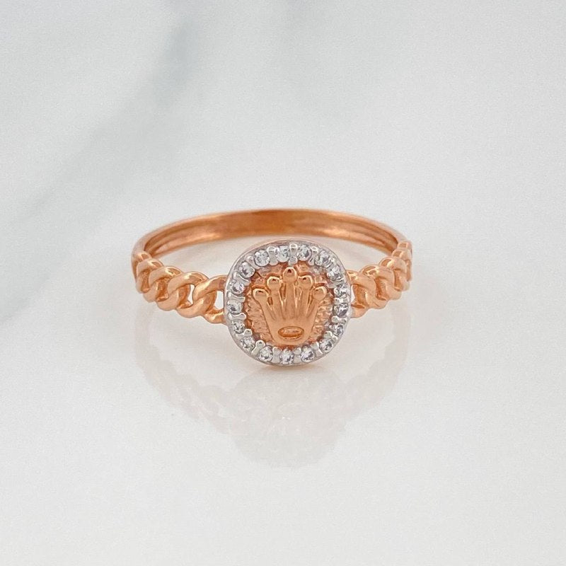Cuban Crown Ring 1.9 g / T6 3/4 Two-Tone White Rose Gold 18K