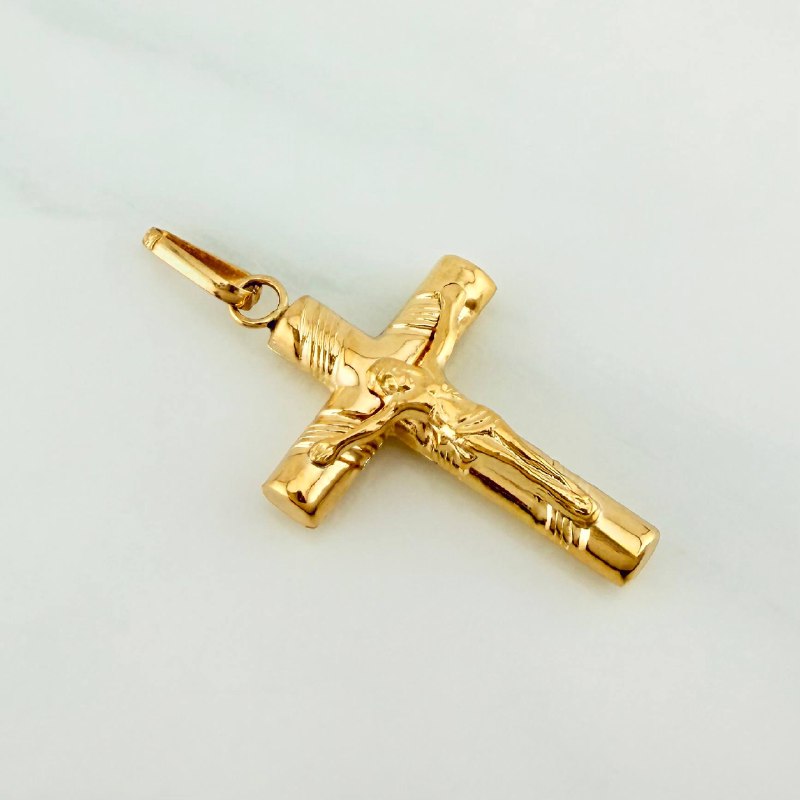 Pendant Cross Christ 1.25 g / 1 1/4 in 18K Yellow Gold