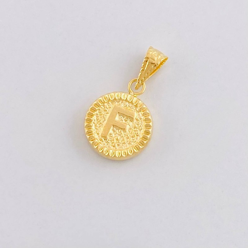 Dije Circulo Letra F 0.6g / 3/4 in Oro Amarillo 18K