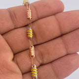 Tobillera Rustica Barril 6.35gr / 10 in / Dos Oros Blanco Rosa 18K $