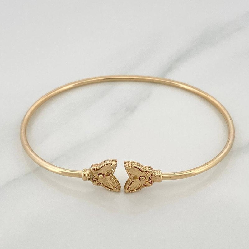 Diamond Cut Butterfly Hoop Bracelet 3.55 g / 6 1/2 in / 1.6 mm 18K Yellow Gold