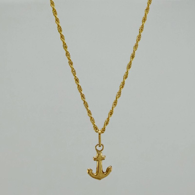 Rope Chain Set + Anchor Pendant / 1.15 gr / 17 3/4 in 18K Yellow Gold