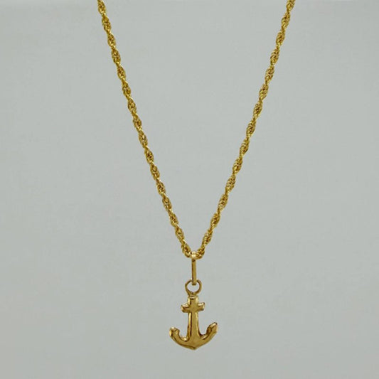 Set Cadena Lazo + Dije Ancla / 1,15 gr / 17 3/4 in Oro Amarillo 18K