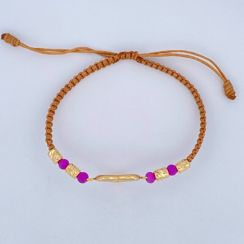 Beige Woven Heart Bracelet 1.85gr / 18K Gold &