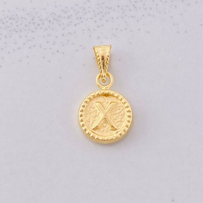 Pendant Circle Letter X 0.45g / 1/2 in Yellow Gold 18K