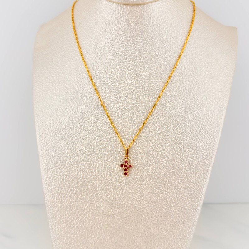 Set Cadena Lazo + Dije Cruz / 1,5 gr / 19 3/4 in Oro Amarillo 18K