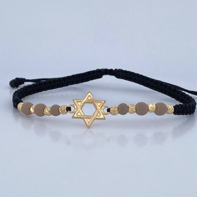 Black Woven Bracelet Star of David 1gr / 18K Gold $